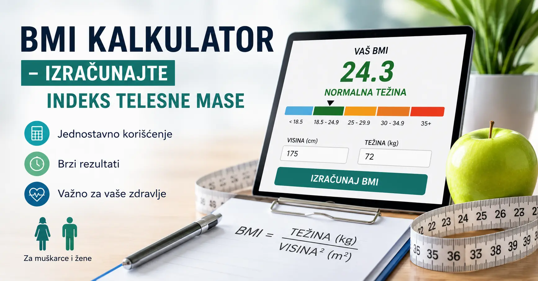 BMI kalkulator – izračunajte indeks telesne mase