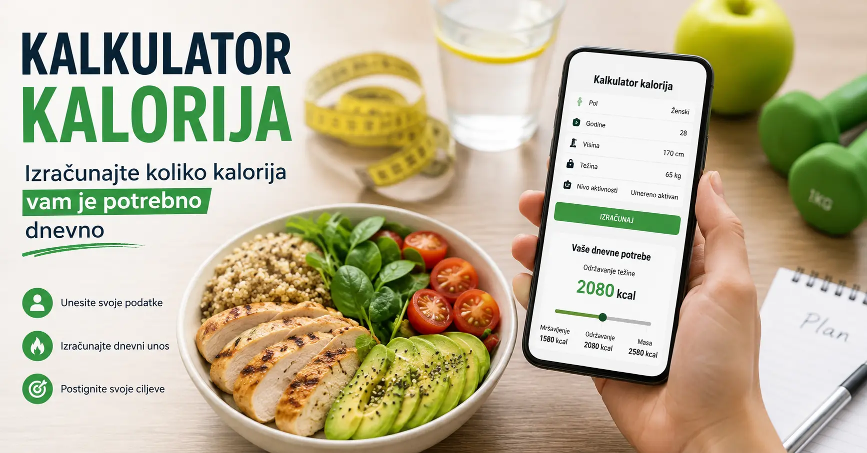Kalkulator kalorija – izračunajte koliko kalorija vam je potrebno dnevno